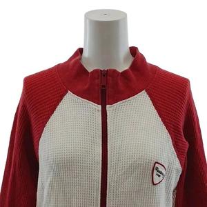 ヒステリックグラマー HYSTERIC GLAMOUR ジャケット ジップアップ ロゴ ワッフル生地 F 白 ホワイト 赤 レッド 2CJ-1820 /AN ■GY09 レディース