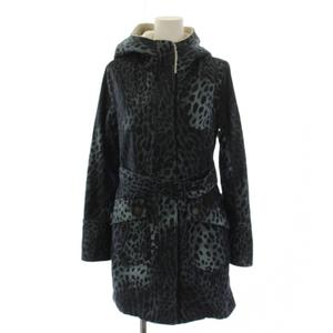 ヒステリックグラマー HYSTERIC GLAMOUR ジャケット フード ベルト付き ヒョウ柄 レオパード F 紺 /BM ■GY09 レディース