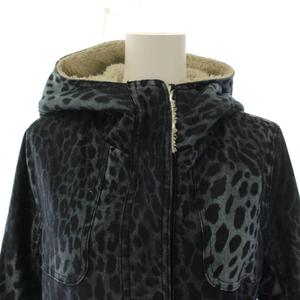 ヒステリックグラマー HYSTERIC GLAMOUR ジャケット フード ベルト付き ヒョウ柄 レオパード F 紺 /BM ■GY09 レディース