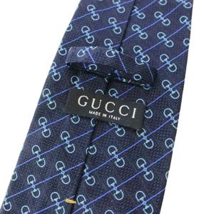 グッチ GUCCI ネクタイ ワイドタイ シルク 総柄 紺 ネイビー /TK ■OH ■MA メンズ