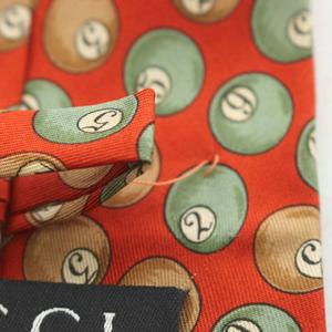 グッチ GUCCI ネクタイ ワイドタイ シルク 総柄 ビリヤードボール 赤 レッド /GG ■MA メンズ