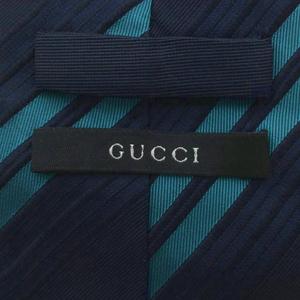グッチ GUCCI ネクタイ レギュラータイ シルク 総柄 ストライプ柄 ネイビー ブルー /GG ■MA メンズ