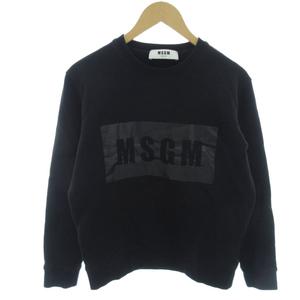 エムエスジーエム MSGM ボックスロゴスウェット トレーナー 長袖 裏起毛 XS 黒 ブラック 2540MM68 /HN ■KC メンズ