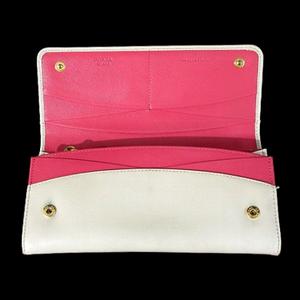 プラダ PRADA 財布 長財布 バイカラー サフィアーノ レザー 白 ピンク