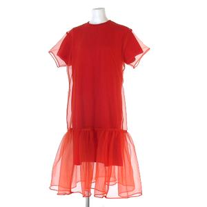 アキラナカ Akira Naka 19ss ワンピース ドレス ロング フレア 半袖 オーガンジー レイヤード As1905 Re 赤 レッド 1 Ibs68 レディース 0 ベクトルパーク
