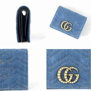 GG Marmont デニムウォレット グッチ GUCCI 二つ折り 財布 GG マーモント デニム フェイク