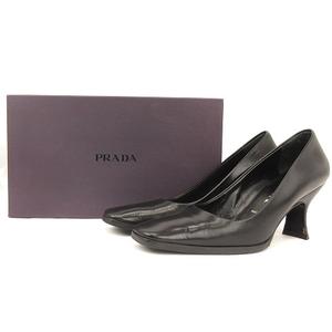 プラダ PRADA パンプス ヒール スクエアトゥ イタリア製 無地 レザー 