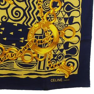 セリーヌ　スカーフ　ゴールド　チェーン　マカダム　ふちブラック　no.43 セリーヌ スカーフ ゴールド チェーン マカダム ふちブラック no