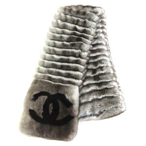 シャネル CHANEL オリラグ100％ ラビットファー ココマーク マフラー