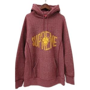 シュプリーム SUPREME フルロゴ 霜降り プルオーバーパーカー えんじ色  