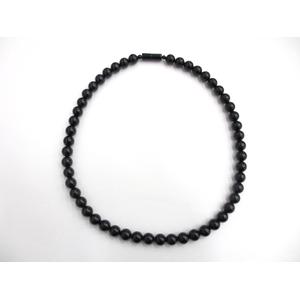 黒珊瑚ネックレス イヤリング 2点セット 約8mm 約43cm ブラック 