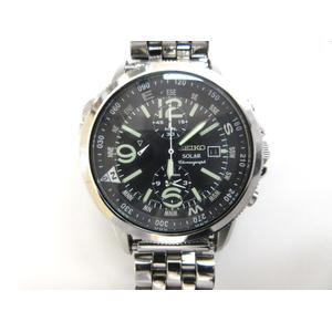 セイコー SEIKO ソーラー クロノグラフ 腕時計 V172-0AG0 シルバー 