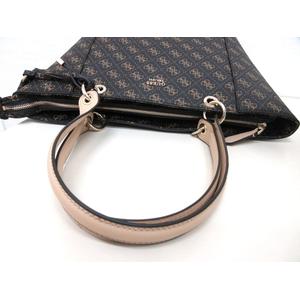 ゲス GUESS トートバッグ ブラック ブラウン系 総柄 ハンドバッグ 