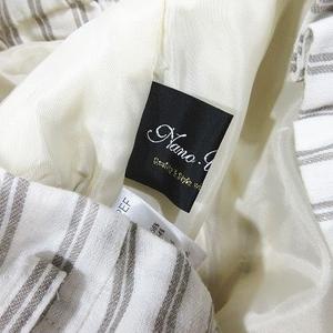 ナノユニバース Nano Universe ストライプ柄 スカート フレア ひざ丈 ミモレ丈 綿麻 サイズ36 ベージュ 1 レディース 095 ベクトルパーク