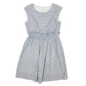レイビームス Ray Beams ストライプ柄 ワンピース ノースリーブ フリル ウエストギャザー サッカー地 サイズ0 ネイビー 9 レディース 095 ベクトルパーク