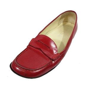 プラダ PRADA コインローファー フラットシューズ エナメル 36 赤 レッド/1 レディース