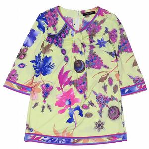 LEONARD 花柄 宝石柄長袖チュニック 美品 レオナール ワンピース 38 極