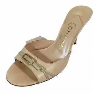 シャネル CHANEL レザー ミュール パンプス マトラッセ ゴールド金具 