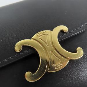 CELINE 財布　セリーヌ　ブラック×ゴールド 極美品◇CELINE 三つ折り財布 トリオンフ ブラック ゴールド
