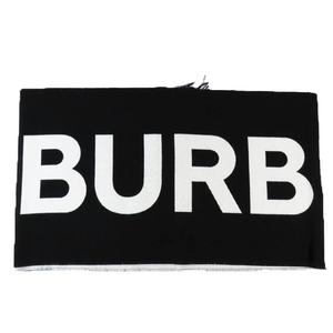 バーバリー BURBERRY 大判 リバーシブル マフラー ロゴ フリンジ ショール ブラック メンズ 