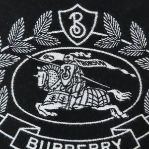 バーバリー BURBERRY 大判 リバーシブル マフラー ロゴ フリンジ ショール ブラック メンズ 