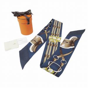 美品 21AW エルメス HERMES シルク100％ ツイリー ナロースカーフ JUMPING ジャンピング ネイビー/5 レディース 
