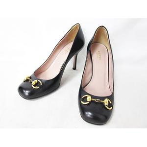 グッチ GUCCI 美品 パンプス ホースビット 金具 ハイヒール カーフ 