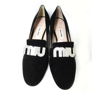 未使用品 ミュウミュウ miumiu ロゴビジュー ローファー パンプス 