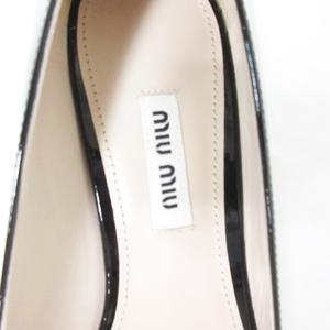 未使用品 ミュウミュウ miumiu ロゴ ビジュー パンプス チャン