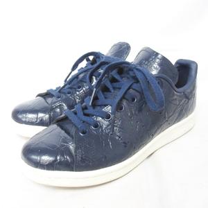 【スタンスミス】23.5cm/アディダス 白 紺 stansmith スニーカー レディース adidas 中古 古着　ad861