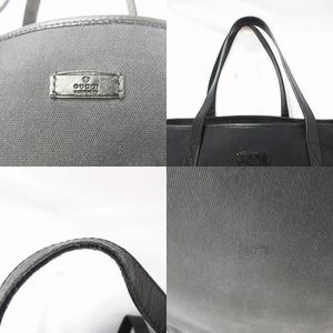 GUCCI レザー GG柄キャンバス 型押しロゴ肩掛け トート ハンドバッグ 黒 GUCCI レザー GG柄キャンバス 型押しロゴ肩掛け トート