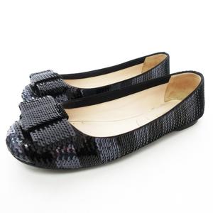 プラダ PRADA スパンコール パンプス フラットシューズ 靴 リボン 装飾 