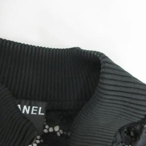 シャネル CHANEL リブニット切替 花柄レース ノースリーブジャケット  