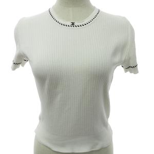 綿ニット　半袖　CHANEL ヴィンテージ　M〜L 白黒 楽天市場】シャネル CHANEL ロゴ 半袖ニット ニット 衣料品