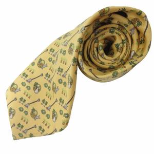 エルメス HERMES ネクタイ ウサギ柄 7720OA シルク 総柄 黄 イエロー