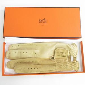 エルメス HERMES エブリン レザーグローブ Hロゴパンチング
