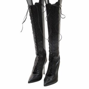 セルジオロッシ Sergio rossi 12AW ラムレザー レースアップロング 