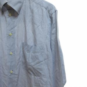 ジョルジオアルマーニ　イタリア製　長袖リネンシャツ　青　38 古着 ジョルジオアルマーニ イタリア製 長袖リネンシャツ 青 38 古着