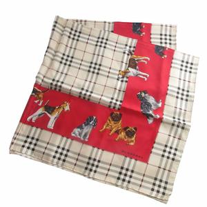 バーバリー BURBERRY 極美品 ノバチェック シルク スカーフ 犬柄