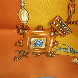 エルメス HERMES 美品 カレ90 PARURES DES SABLES 砂漠のアクセサリー スカーフ シルク ショール 大判 オレンジ ☆AA★ レディース