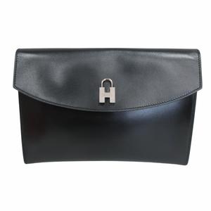 エルメス HERMES 希少 美品 カデナ金具 ポシェットリオ ボックスカーフ セカンドバッグ クラッチバッグ □D刻印 2000年製 レザー 黒 ブラック ☆AA★ STK レディース