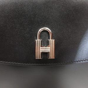 エルメス HERMES 希少 美品 カデナ金具 ポシェットリオ ボックスカーフ セカンドバッグ クラッチバッグ □D刻印 2000年製 レザー 黒 ブラック ☆AA★ STK レディース