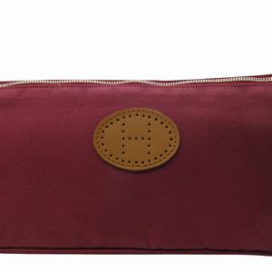 未使用品 エルメス HERMES ボリードポーチ ロングルージュ シルク コットン 小物入れ ルビー STK レディース