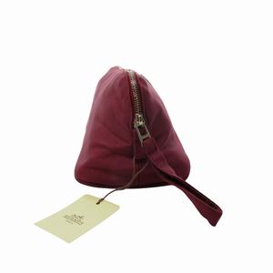 未使用品 エルメス HERMES ボリードポーチ ロングルージュ シルク コットン 小物入れ ルビー STK レディース