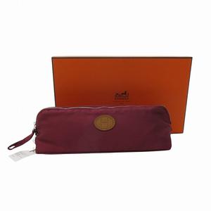 未使用品 エルメス HERMES ボリードポーチ ロングルージュ シルク コットン 小物入れ ルビー STK レディース