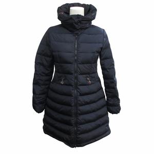 モンクレール MONCLER フラム FLAMME ダウンコート フード収納 ダウンジャケット ロゴワッペン 紺 ネイビー レディースXS相当 152cm ☆AA★ キッズ