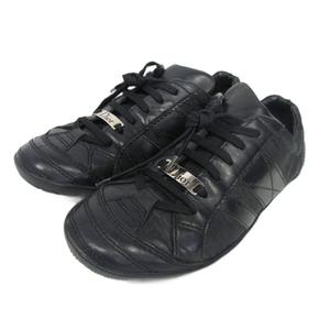 ディオール Dior トロッター ジャガード スニーカー 薄底 レザー ローカット ロゴ金具 黒 ブラック 約23cm IBO78 レディース