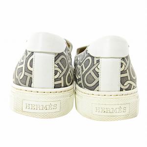 エルメス HERMES シェーヌダンクル スリッポン スニーカー キャンバス 41.5 26.5cm グレー 0728 IBO78 メンズ