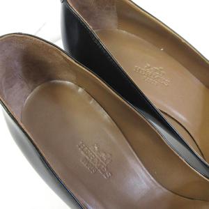 未使用品 エルメス HERMES 極美品 Vカット パンプス レザー