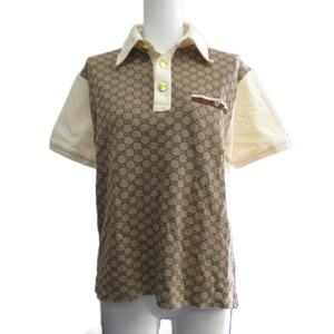 グッチ GUCCI 美品 22SS GGジャガード ポロシャツ 半袖 GG柄 GGスプリーム 金ボタン ブラウン系 XSサイズ ★AA☆ メンズ